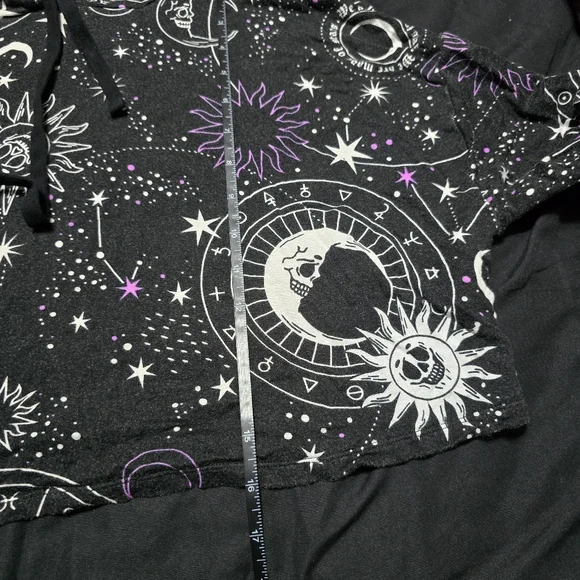Killstar Nebula Black and White Celestial Cropped Hoodie - Picture 3 of 4